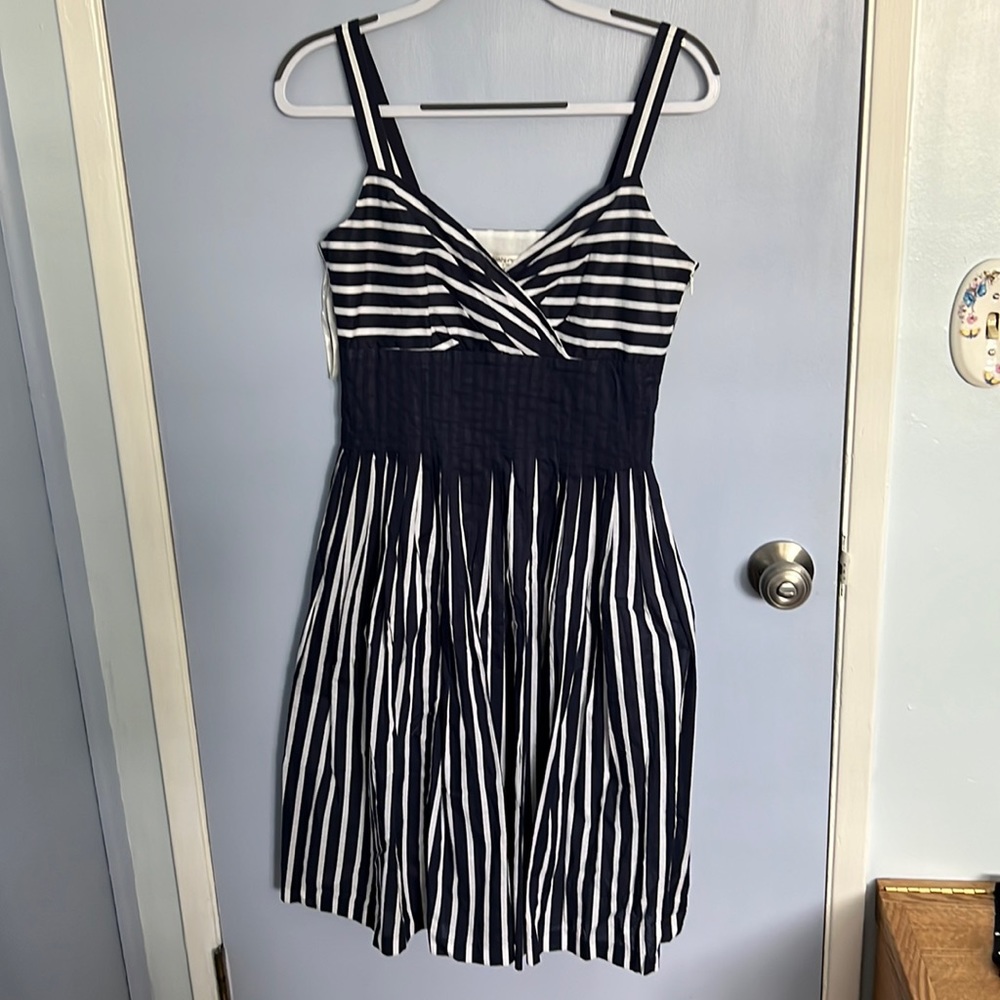 Evan Picone Navy & White striped summer dress